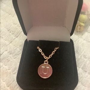 rose gold neclace with letter